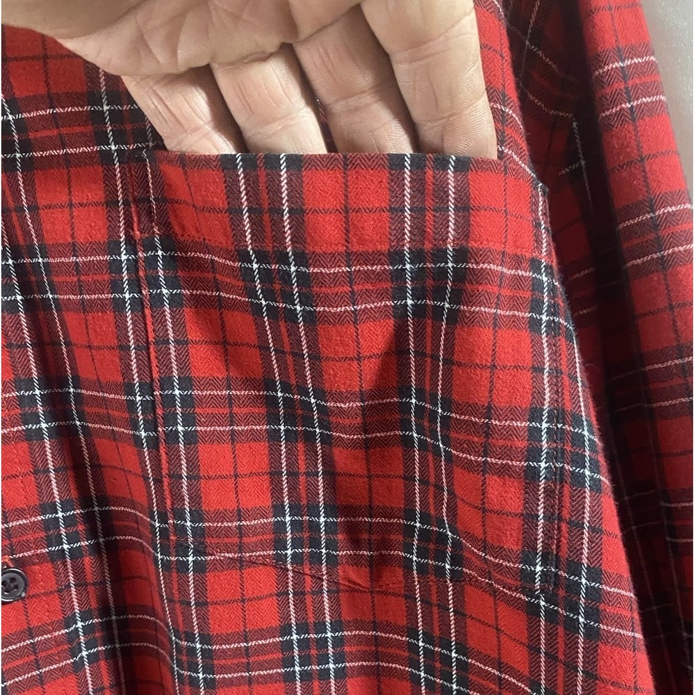 Chaps Shirt Mens XL Extra Large Red Black Plaid Button Down‎ Long Sleeve Pocket - Picture 6 of 10